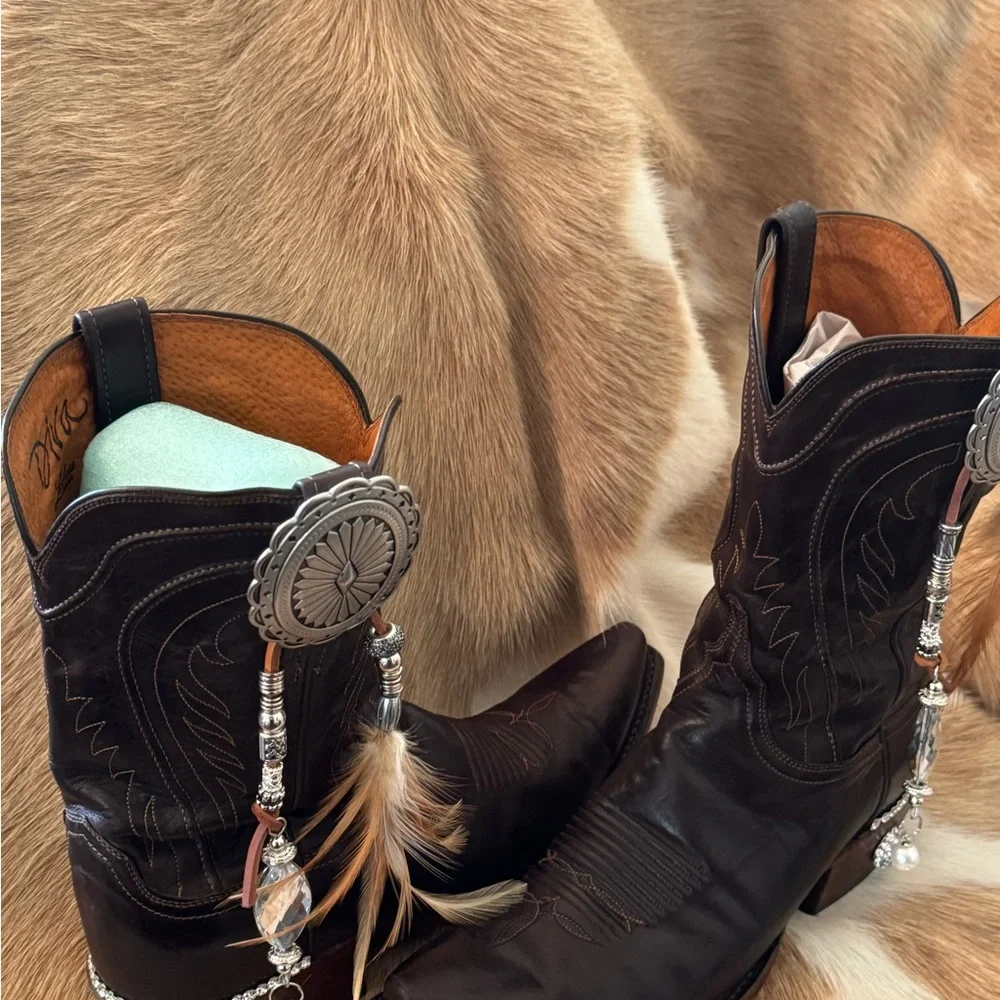Lucchese Black and Brown Western Boots - Picture 2 of 13